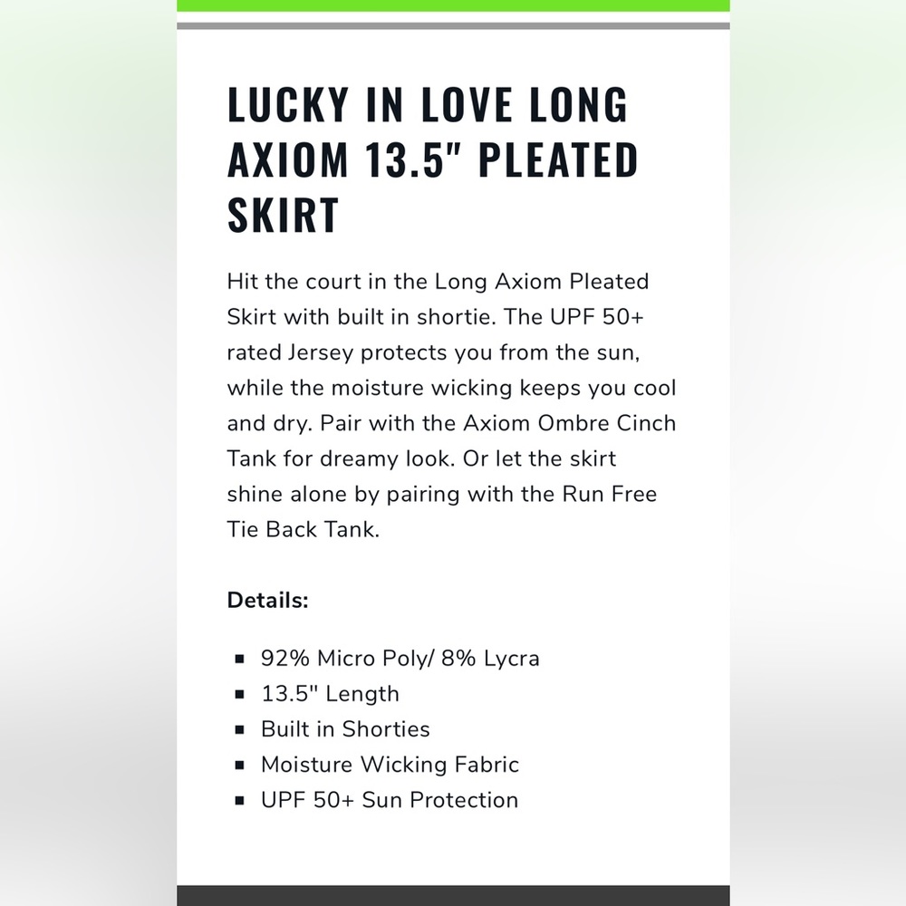 Lucky in Love Axiom 15 inch Tennis Skort XL - Picture 6 of 9